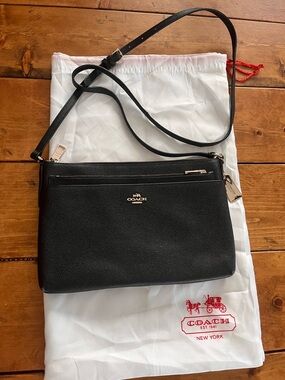 Coach Black Crossbody with Gold Logo Detail